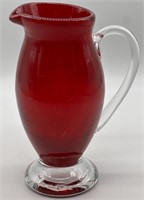 Blown Ruby Red Glass Pitcher w/ Applied Handle