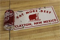 VINTAGE EAT MORE BEEF LICENSE PLATE