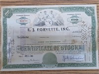 Ej korvette stock certificate