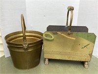 Brass Claw Foot Kindling Holder & Bucket