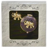 Elephant Trinket Box And Pedant June Birthstone