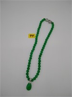 Sterling Silver Green Beaded Neckal CLASP STERLING