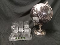 Globe & Cocktail Glasses W/ Olive Stickers