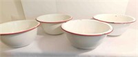 Vintage White Red Rimmed Bowls