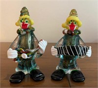 Lot of 2 Murano Art Glass Clown Figurines