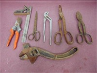Tin Snips, Vintage Adjustable Wrench & More
