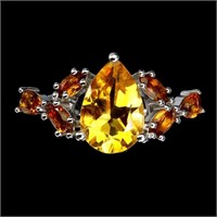 Natural Yellow Citrine 12x8 MM Ring