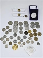 US & British Coins: Half Penny 1884, War Nickels