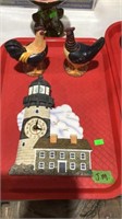 Ceramic chicken salt and pepper and lighthouse