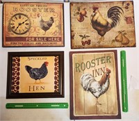 Rooster/hen wall decor, clock