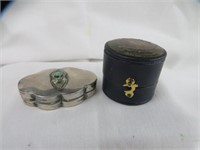 STERLING PILL BOX W/ TURQUOISE & VINTAGE RING BOX