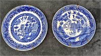 2 Porcelain Willow Blue Hangable Mini Plates