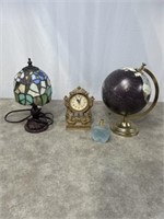 Small stained glass table lamp, small globe, gold