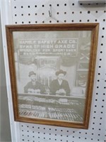 FRAMED MARBLE SAFETY AXE CO. ADVERTISEMENT PRINT