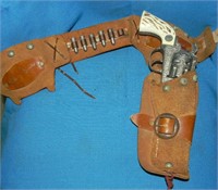Vtg Roy Rogers Revolver Cap Gun, Leather Holster