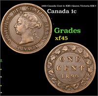 1890 Canada Cent 1c KM-1 Queen Victoria KM-7 Grade