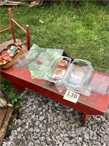 Lot of Pyrex dishes and cookie cutters
