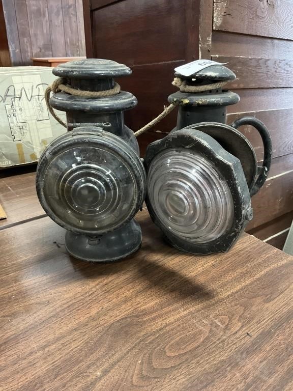 Pair of Antique Dietz Railroad Lanterns.