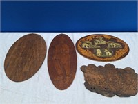 Golde And Felmish Style Wood Carved Art x4