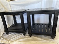 TWO WOODEN END TABLES