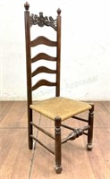 Antique Windsor Style Ladder Back Rush Seat Chair
