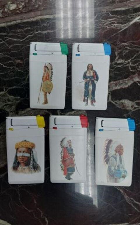 NATIVE AMERICAN- LIGHTERS- 5 ITEMS