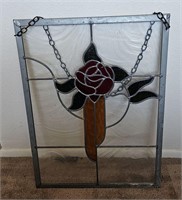 WONDERFUL ROSE STAINED GLASS PANEL 25