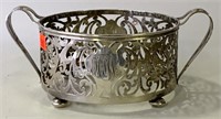 Sterling dish holder, monogramed, ball feet and