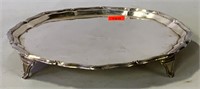 Hallmarked silver tray, footed, HARRODS London,