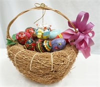 Hand Painted Eggs in Basket