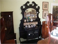 Ebonised Edwardian parlor cabinet with large