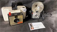 Vintage Polaroid Camera and Flash