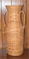 (B2) Double Handled Wicker Vase/Urn - 26.5" tall