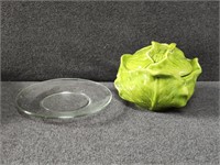 Lettuce Cookie Jar, Glass Plate
