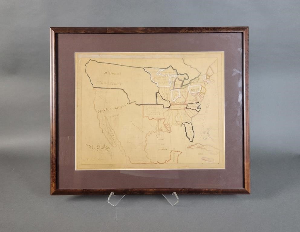 1826 School Girl Map of the United States.