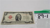 1928 G Two Dollar Bill Red Seal