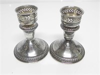 2 STERLING CEMENT FILLED CANDLE HOLDERS