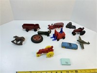 Collection of Cast Iron, Rubber,Plastic Toy Pieces