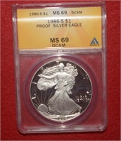 1986-S Proof Silver Eagle MS69 DCAM ANACS