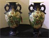 Vases, two ceramic vases with Chinese motif, 12