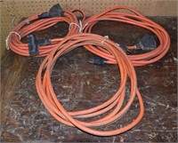 3 heavy gauge extension cords with 3-plug ends; as