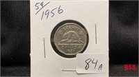 1956 5 cent Canadian coin