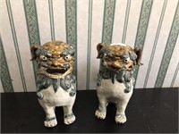 Pair Glazed Porcelain Foo Dogs