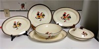 Poppytrail by Metlox- Rooster Serving Dish Set