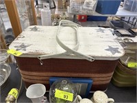 LARGE VTG METAL PICNIC BASKET