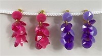 2 Pair of Pink/Purple Rondelle Clip On Earrings