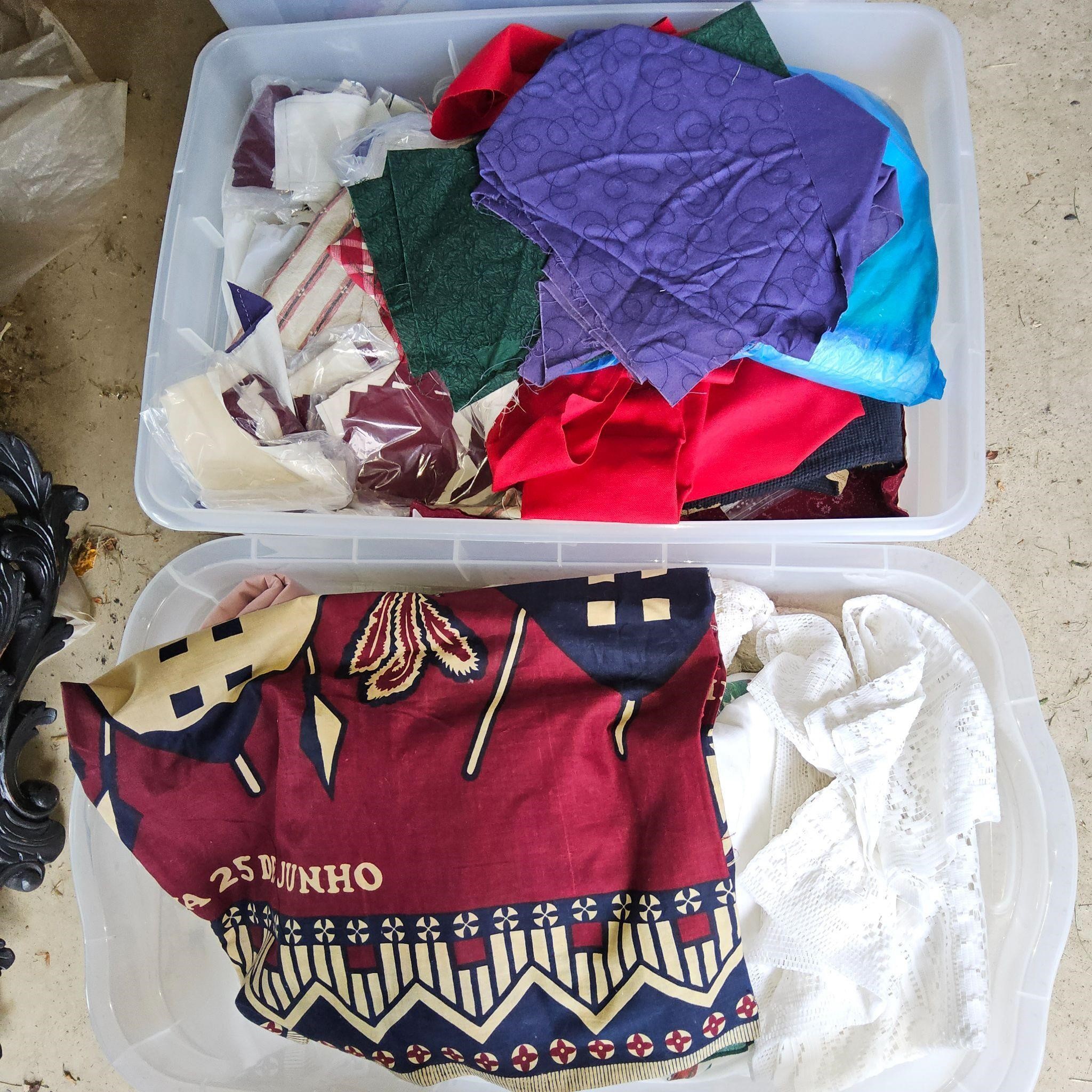 2 TOTES OF FABRIC-MISC