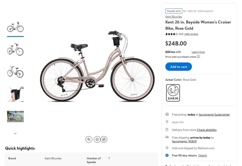 B4537  Rose Gold Women's Cruiser Bike