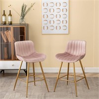24 Inch Pink Bar Stool with Gold Legs