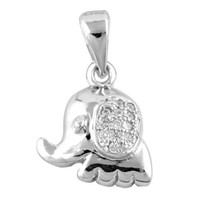 Cute Baby Elephant Pendant with Topaz Accent